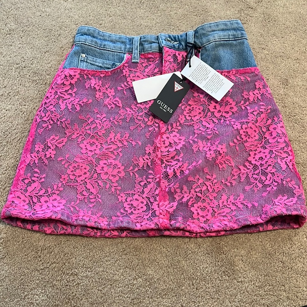Guess retro hot pink denim skirt NWT Halloween costume?